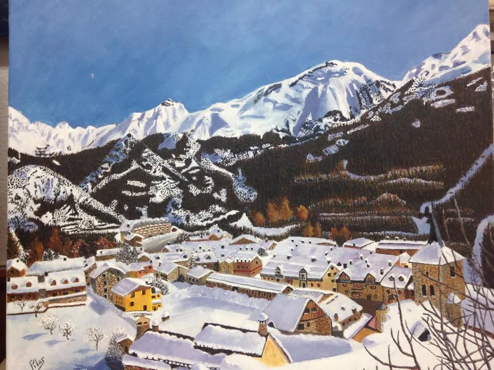 Paisaje nevado al óleo realizado por alumna de la Academia Da Vinci Zaragoza
